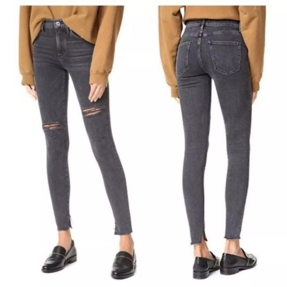 Agolde Pinch Waist Skinny Jeans Grey High Rise Stretch Denim Womens Size 27 B467 - Picture 2 of 16